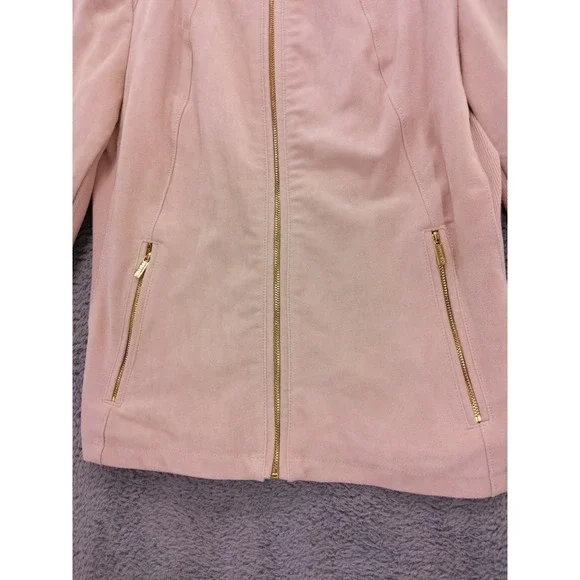 Calvin Klein Faux Suede Jacket Women's M Pink Full Zip Gold Hardware - Picture 3 of 8